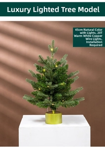 Detail of 45cm mini artificial Christmas tree with 20 warm white LED copper wire lights