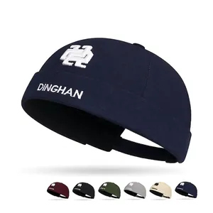 Docker Hat Brimless Cap Cotton Embroidery Adjustable Vintage Streetwear Casual Miki Hat Retro Sailor Cap Men Women