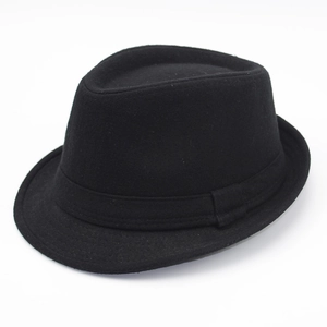 Classic black wool felt fedora hat for men in stylish British vintage jazz style