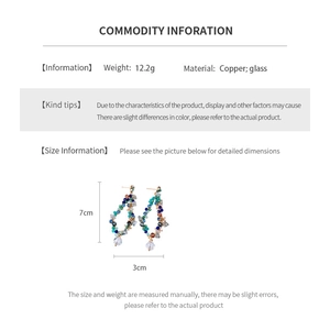 Detailed size and material specs for the 7cm copper and glass beaded fringe earrings