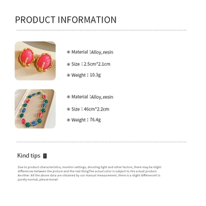 Spécifications détaillées de taille et matériau pour parure boucles d'oreilles et collier