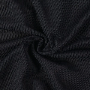 Vue macro de la texture du tissu en maille noire avec des fibres respirantes