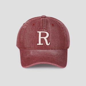 Casquette De Baseball En Denim Lavé Rétro Distressed Coton Broderie Lettre R Chapeau Ajustable À Bord Incurvé Pour Hommes Femmes