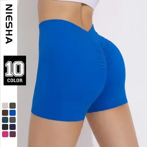 Women's High Waist Scrunch Butt Yoga Shorts Ruched Peach Lift Gym Fitness Running Sport Shorts Moisture Wicking Bottom
