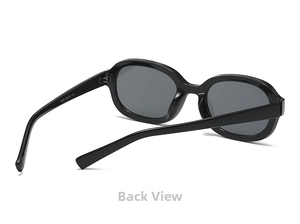 Detailed view of black sunglasses frame with 5658 model specifications on the temple