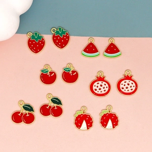 DIY colorful fruit enamel charms set with strawberry watermelon and cherry pendants