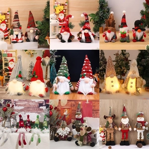 Christmas Gnome LED Glowing Plush Doll Swedish Tomte Rudolph Sequin Decoration Xmas Ornament Handcrafted Festive Holiday Decor