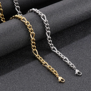 Polished gold and silver titanium steel twisted chain necklaces with lobster clasps