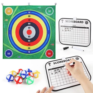 Kids golf throwing game set with target mat, sticky balls and hanging scoreboard