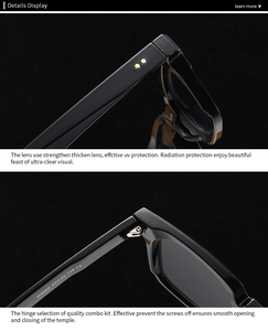 Macro shot of eyewear temple featuring gold star studs and CE certification markings