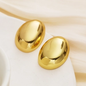 Orecchini a perno ovali lucidi placcati oro 18k in acciaio inossidabile stile minimal