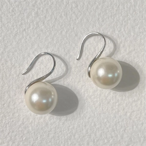 Elegant 925 sterling silver pearl drop earrings with minimalist hook design for women