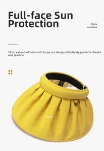 Detail of 14cm wide brim on yellow shell hat for full face UV protection and sun safety