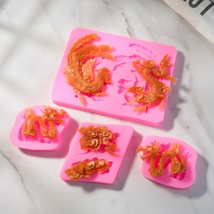 Chinesischer Drache Phönix Silikonform Fondant Tortendekoration Traditionelle Glückswolke DIY Basteln Schokolade Harz