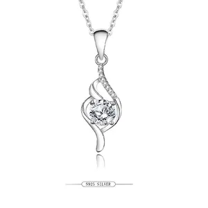 S925 Sterling Silver Moissanite Pendant Necklace Elegant Twisted Design Zirconia Rose Gold Plated Fashion Jewelry For Women