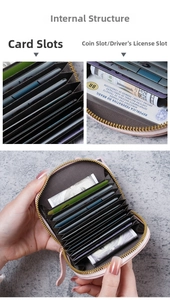 Internal view of pink cat wallet with multi-card slots and premium gold zipper detail