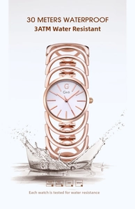 Detail of Gedi rose gold women's watch with 3ATM waterproof splash effect and hollow band