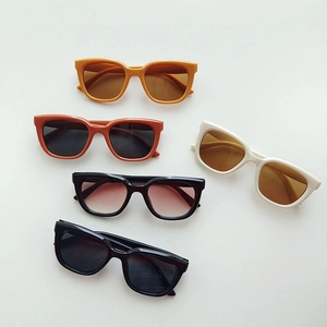 Collection of retro square UV-protected sunglasses for girls in various vibrant colors