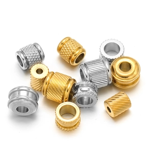 Gold and silver stainless steel textured beads for DIY jewelry necklaces and bracelets