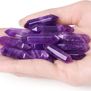 Natural Crystal Hexagonal Pillar Double Pointed Healing Stones Polished Quartz Point For Meditation Home Decor