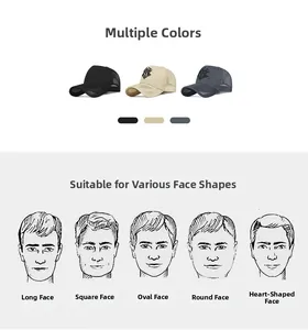 Detail view of breathable mesh baseball caps showing 3D embroidery and varied face shape fits