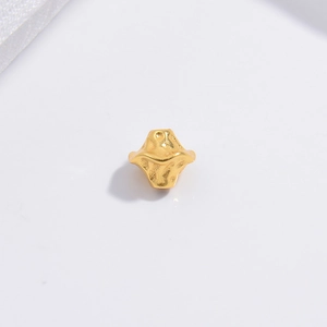 Perle d'espacement irrégulière martelée en argent S925 doré pour bijoux DIY