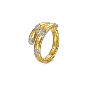 S925 sterling silver snake ring in gold and silver finish with pavé zircon crystals