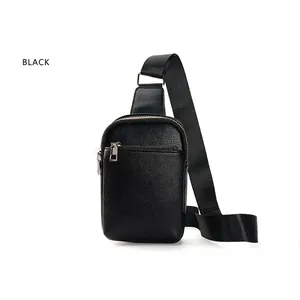 Men Chest Bag Retro Lychee Pattern PU Leather Waterproof Sling Crossbody Shoulder Pack For Casual Travel Outdoor