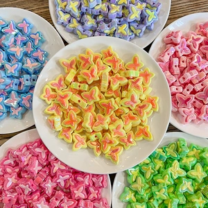 Colorful butterfly acrylic beads in pearl finish for DIY hair accessories making