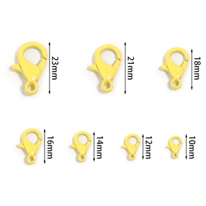 Yellow candy color lobster clasp diy jewelry accessories in sizes from 10mm to 23mm