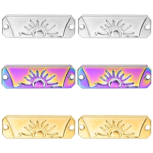 Stainless Steel Sun Pendant Necklace For Women 18K Gold Plated Minimalist Rectangular Tag Sunrise Boho Jewelry