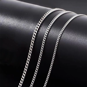 Three variants of 925 sterling silver Cuban link necklaces in different thicknesses