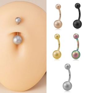 Belly Button Ring Stainless Steel Frosted Matte Finish Navel Piercing Jewelry Simple Curved Barbell For Women