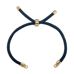 Adjustable black Milan cord bracelet with 18k gold plated metal accents for DIY jewelry
