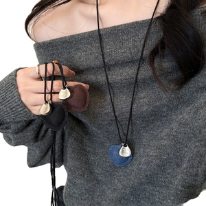 Leather woven rope necklace with heart-shaped pendant featuring Take It Easy engraving