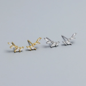 Leaf Stud Earrings With 925 Sterling Silver Earring Post Dainty Olive Branch Zircon Minimalist Nature Jewelry For Women