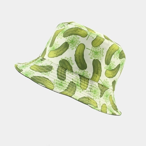 Chapeau Bob Réversible Imprimé Cornichon Protection Solaire Respirant Style Urbain Chapeau De Pêcheur