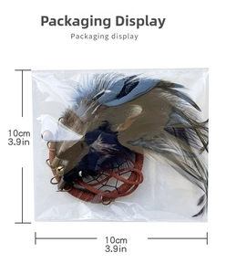 Detailed packaging display of a dreamcatcher car pendant with feathers and metal bells