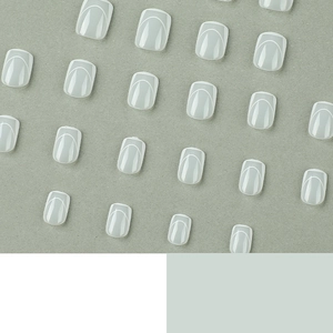 Classic short square white French tip press-on nails set in a natural nude base color