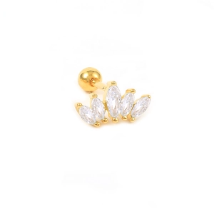 Detailed view of S925 silver crown stud earring with marquise-cut marquise stones