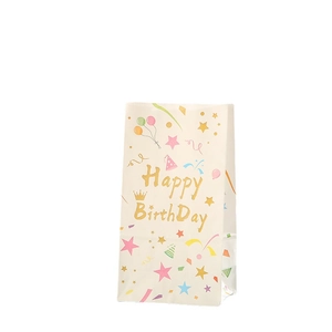 80g kraft paper gift bag with colorful party balloons and golden Happy Birthday text