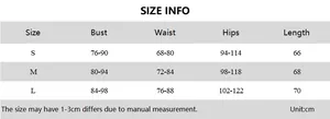 Detailed size chart table for women's polka dot tube dress with measurements in centimeters
