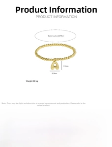 Detail view of 18k gold plated brass letter A charm bracelet with heart cutout size info