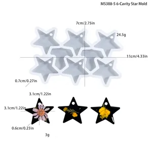 Molde de silicona de seis estrellas con colgantes de resina y flores secas