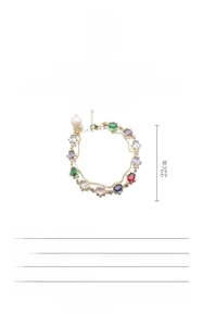 Detail of natural freshwater pearl bracelet with S925 silver and multicolor stones