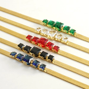 18k gold plated stainless steel snake chain necklaces set with colorful zircon stones
