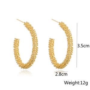 Textured gold hoop earrings for women measuring 3.5cm by 2.8cm and weighing 12g