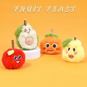 Cat plush toy set featuring fruit shapes and silvervine sticks for boredom relief