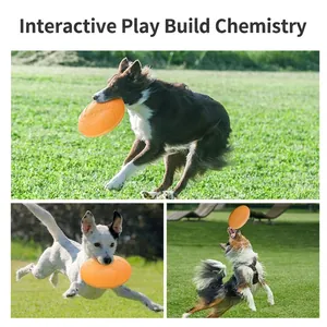 Orange durable dog frisbee for outdoor training and interactive play with various dog breeds