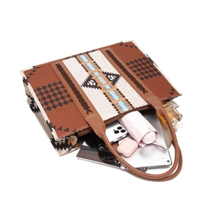 Interior view of bohemian tote bag showing large capacity for tablet and daily items